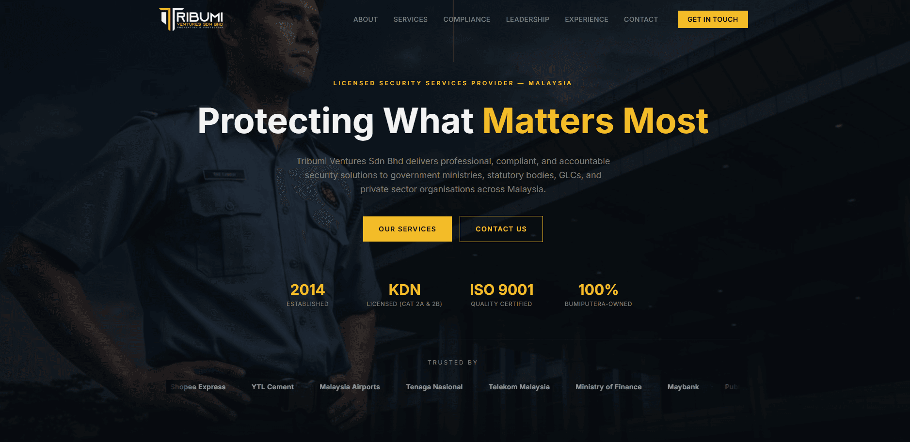 Desktop screenshot of a client website
